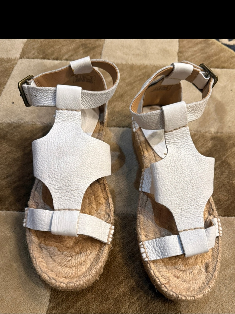 Soludos White Leather Espadrille Ankle-Strap Sandals NWT